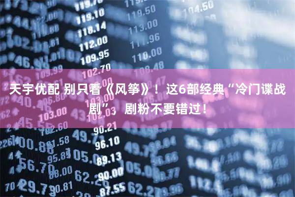 天宇优配 别只看《风筝》！这6部经典“冷门谍战剧”，剧粉不要错过！