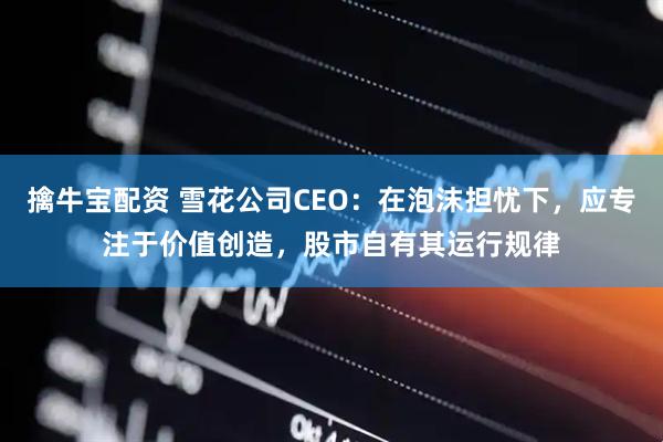 擒牛宝配资 雪花公司CEO：在泡沫担忧下，应专注于价值创造，股市自有其运行规律